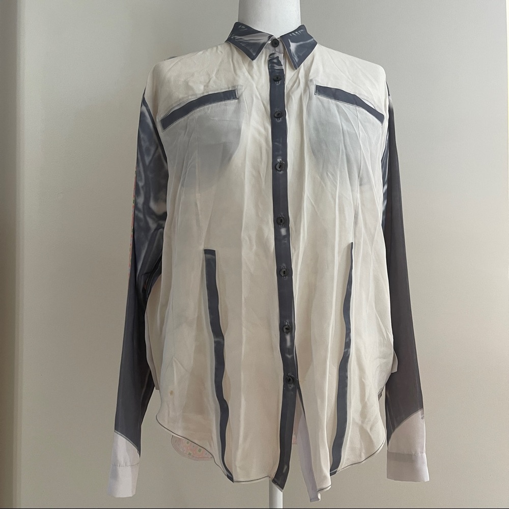 Louise Gray Multiple Print Button-Down Shirt, Siz… - image 1